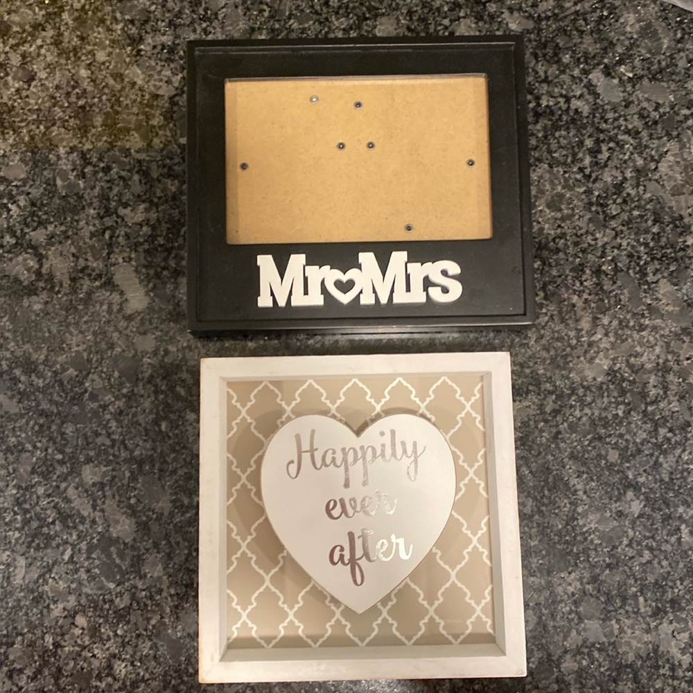 Wedding Decor 4x6 picture frame and Heart Shadow Box